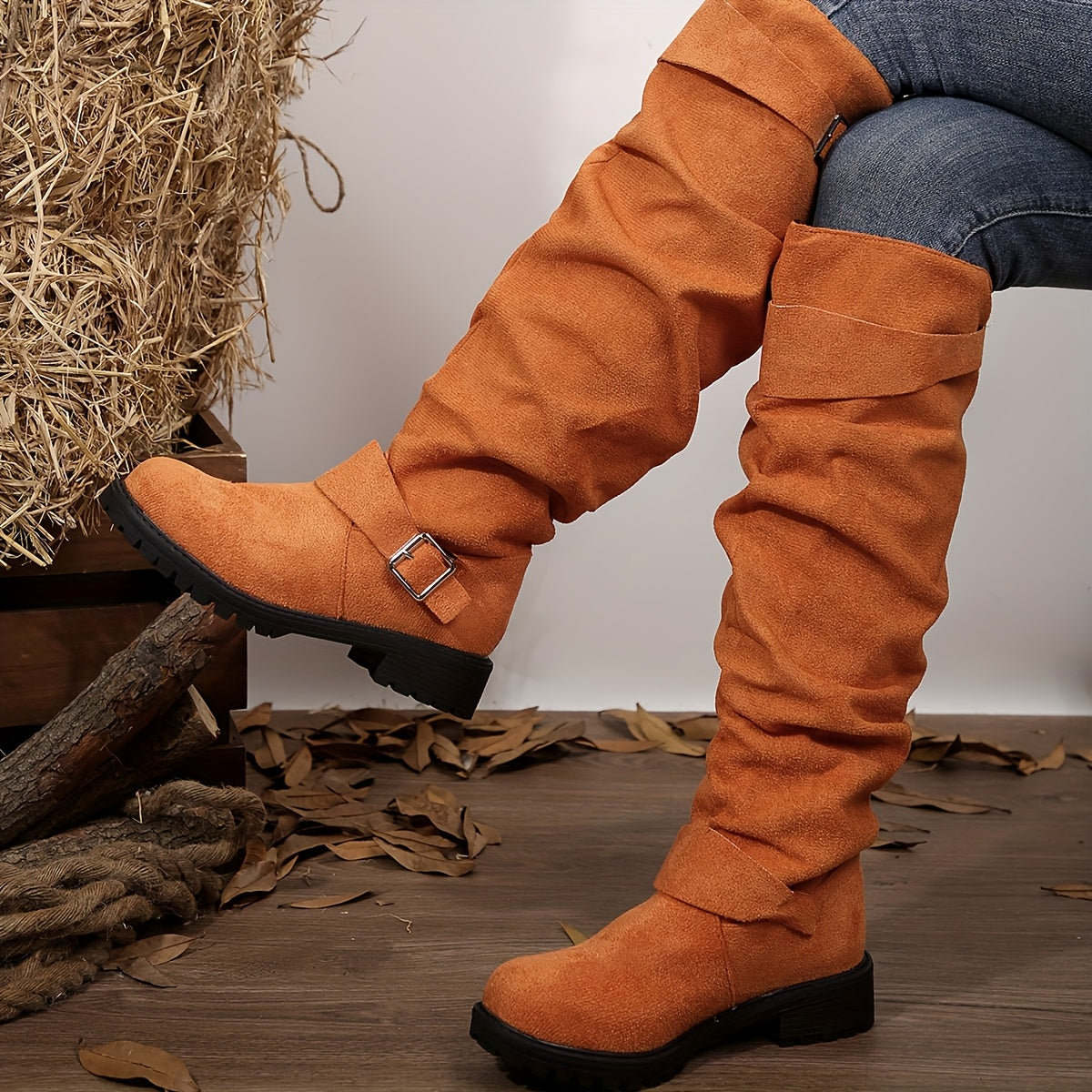 Women's Chunky Platform Ankle Boots Fabric Upper Low Heel Casual Shoes