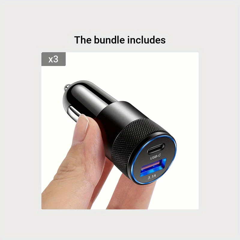 Car Phone Charger Aluminum Alloy Fast Charging USB PD for Mobile Devices