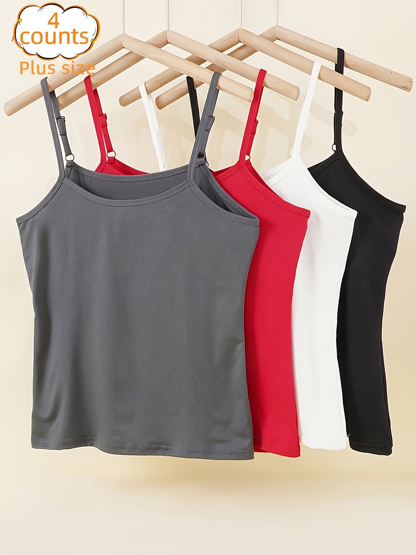 Women's Tank Tops 4 Pack Soft Polyester Blend Sleeveless Casual in Gray Red White Black