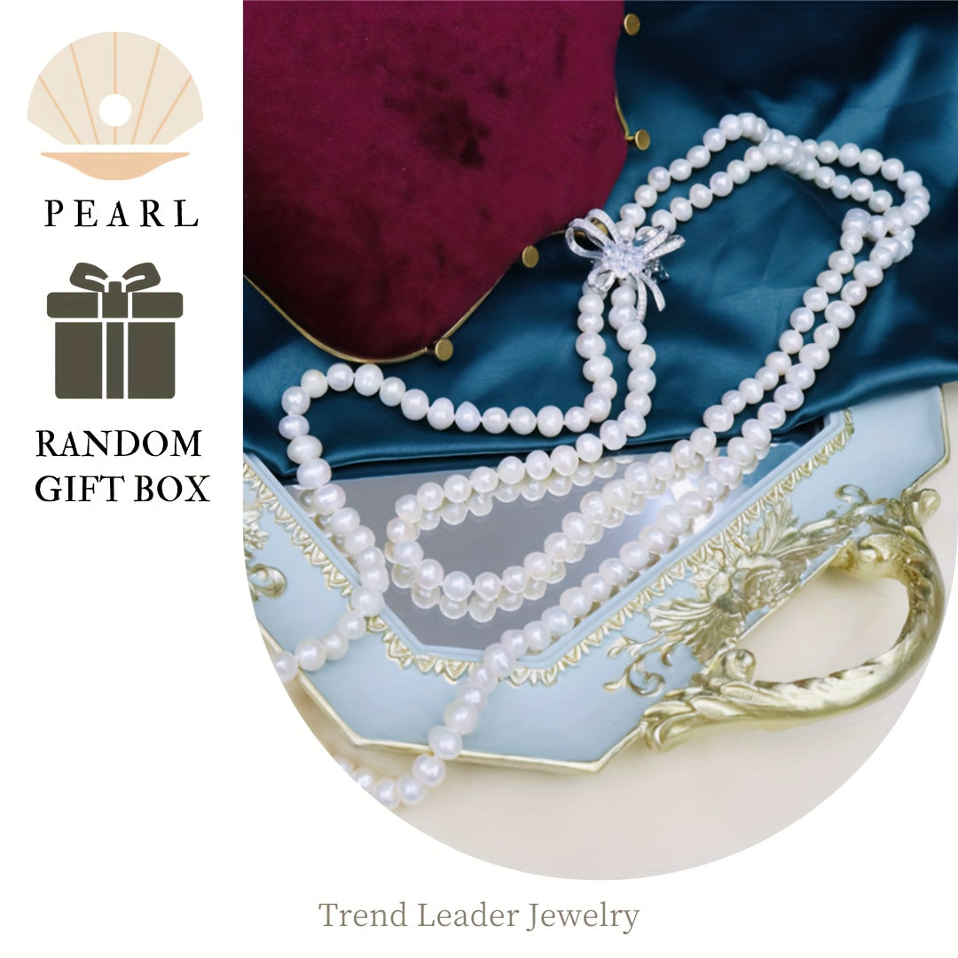 Women’s Freshwater Pearl Necklace Elegant Classic Jewelry Gift Box