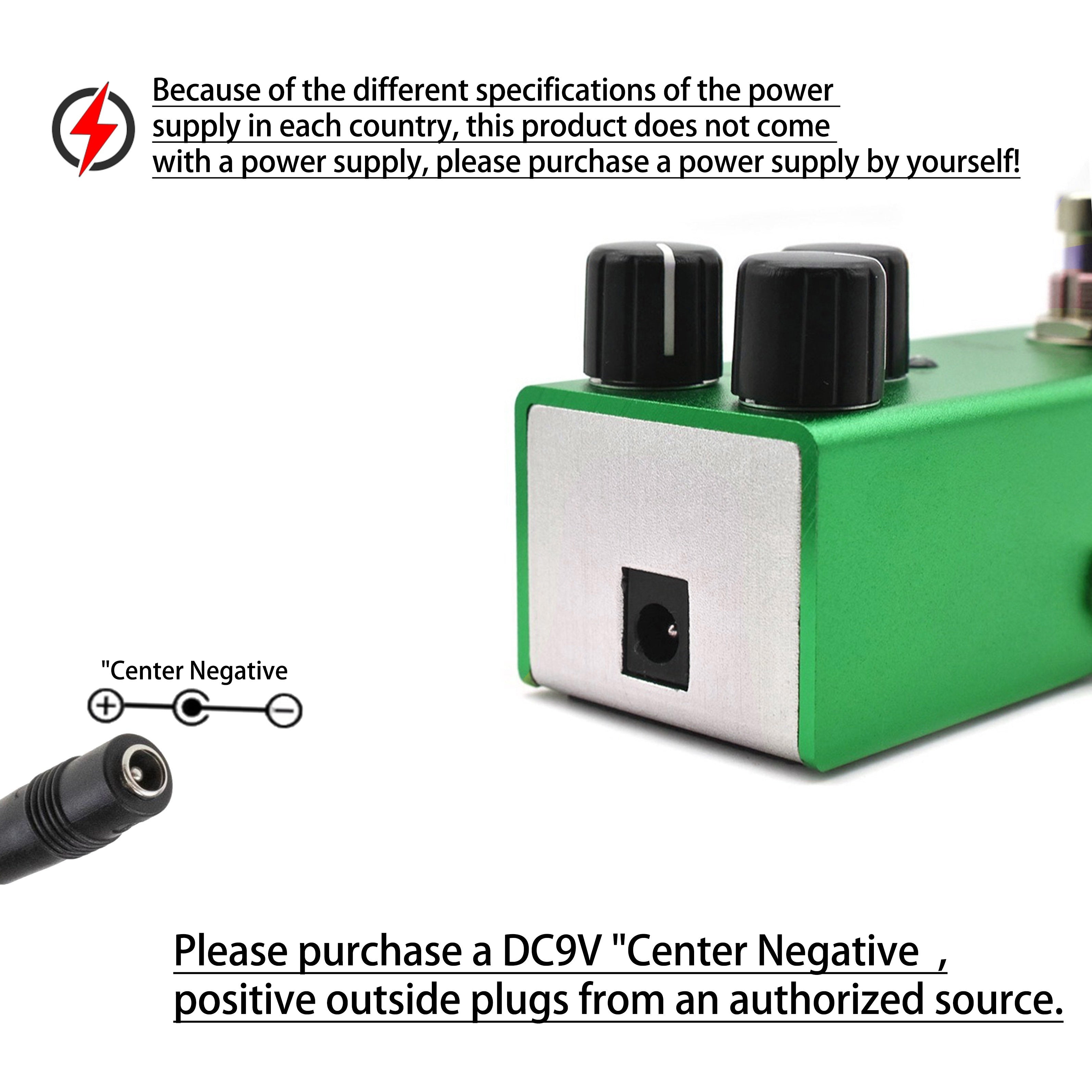 Vintage Green Aluminum Alloy Overdrive Guitar Effects Pedal with True Bypass