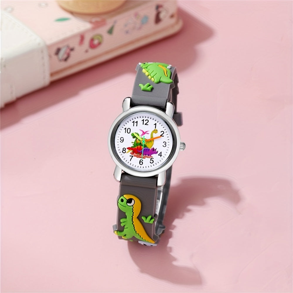Kids' Dinosaur Quartz Watch for Children with Silicone Band and Colorful Design