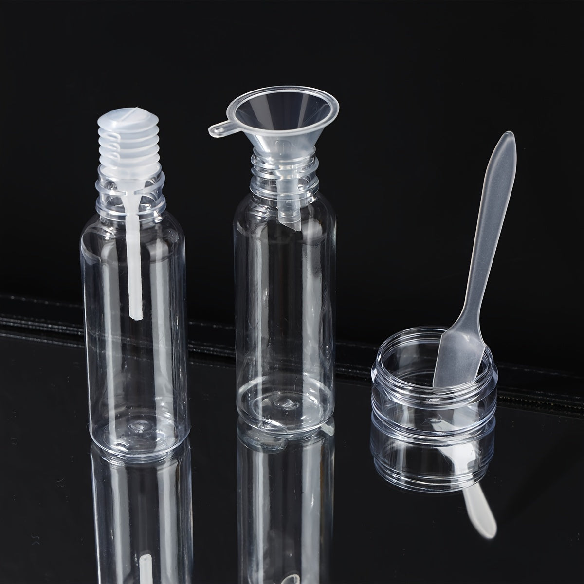 Juego de botellas recargables de tamaño de viaje con 10 botellas de plástico vacías para artículos de aseo y accesorios