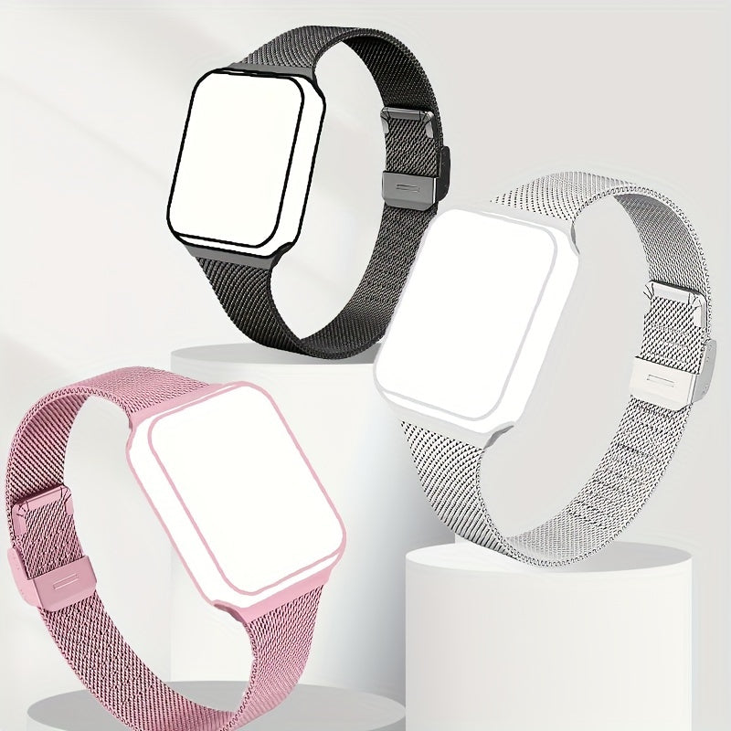 Smartwatch Band Stainless Steel Mesh Slim Milanese Strap with Detachable Buckle Gold
