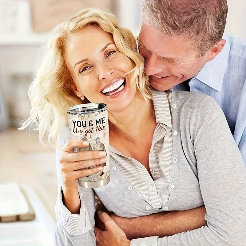 Erkaklar uchun 20oz zanglamaydigan po'latdan yasalgan tumbler, yurakdan kelgan xabar bilan, Valentin kuni va tug'ilgan kun sovg'asi