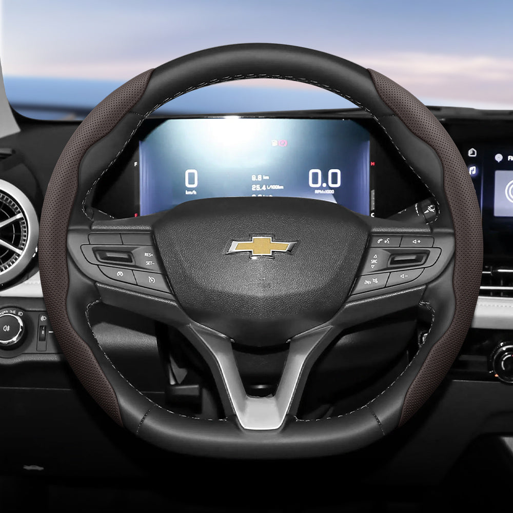 Universal Ventilated PU Leather Steering Wheel Cover, Quick-Release, Anti-Slip