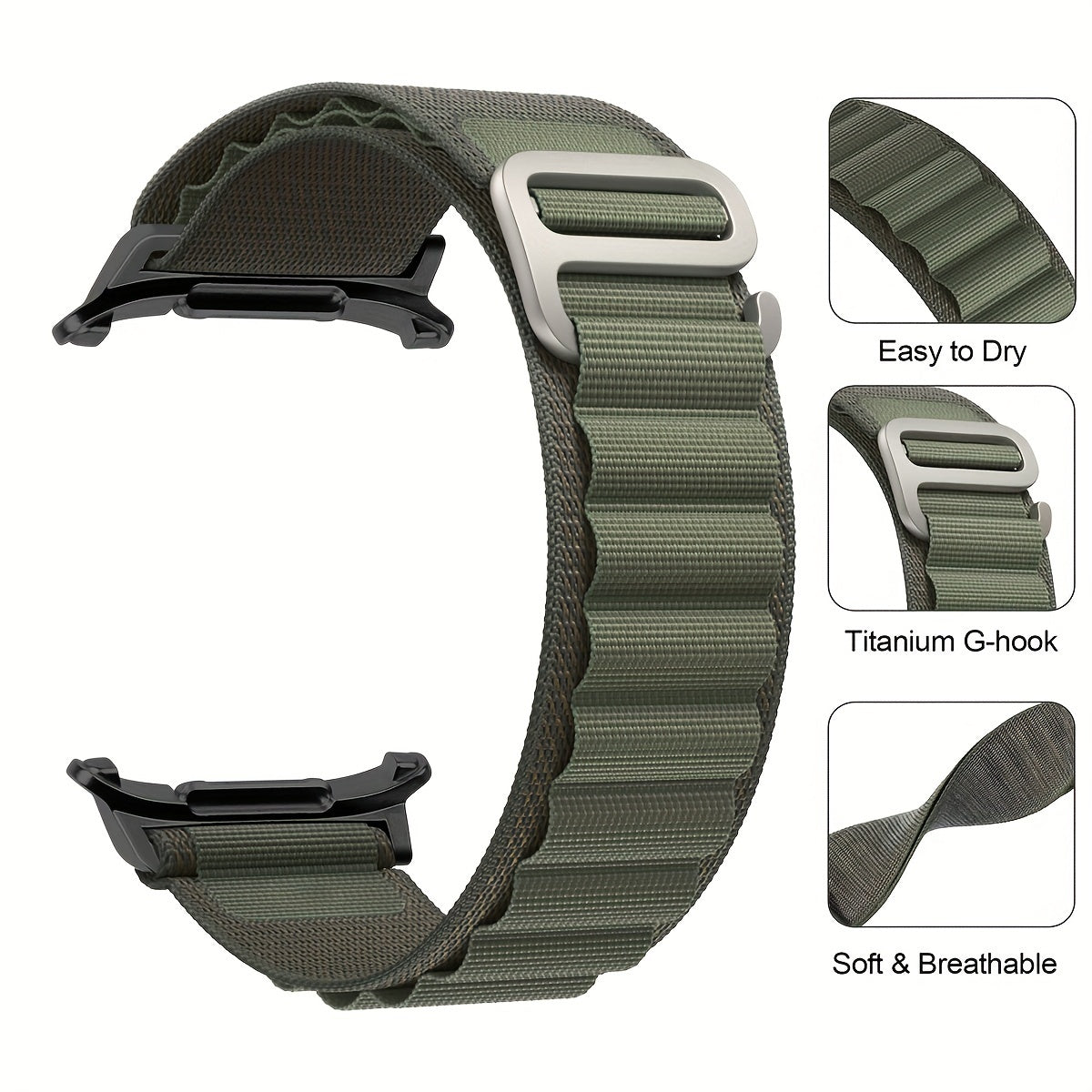 Nylon Sport Watch Band for Samsung Galaxy Watch Ultra 47mm Waterproof Breathable Adjustable