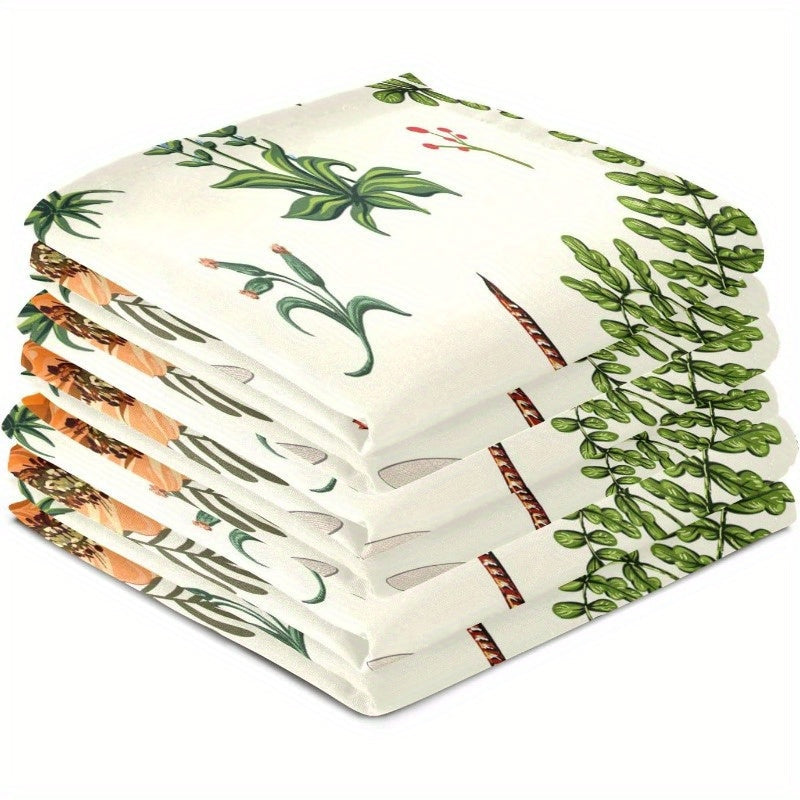 Christmas Summer Flowers Dragonfly Kitchen Dish Towel Green Leaves 45x66 cm Absorbent Reusable