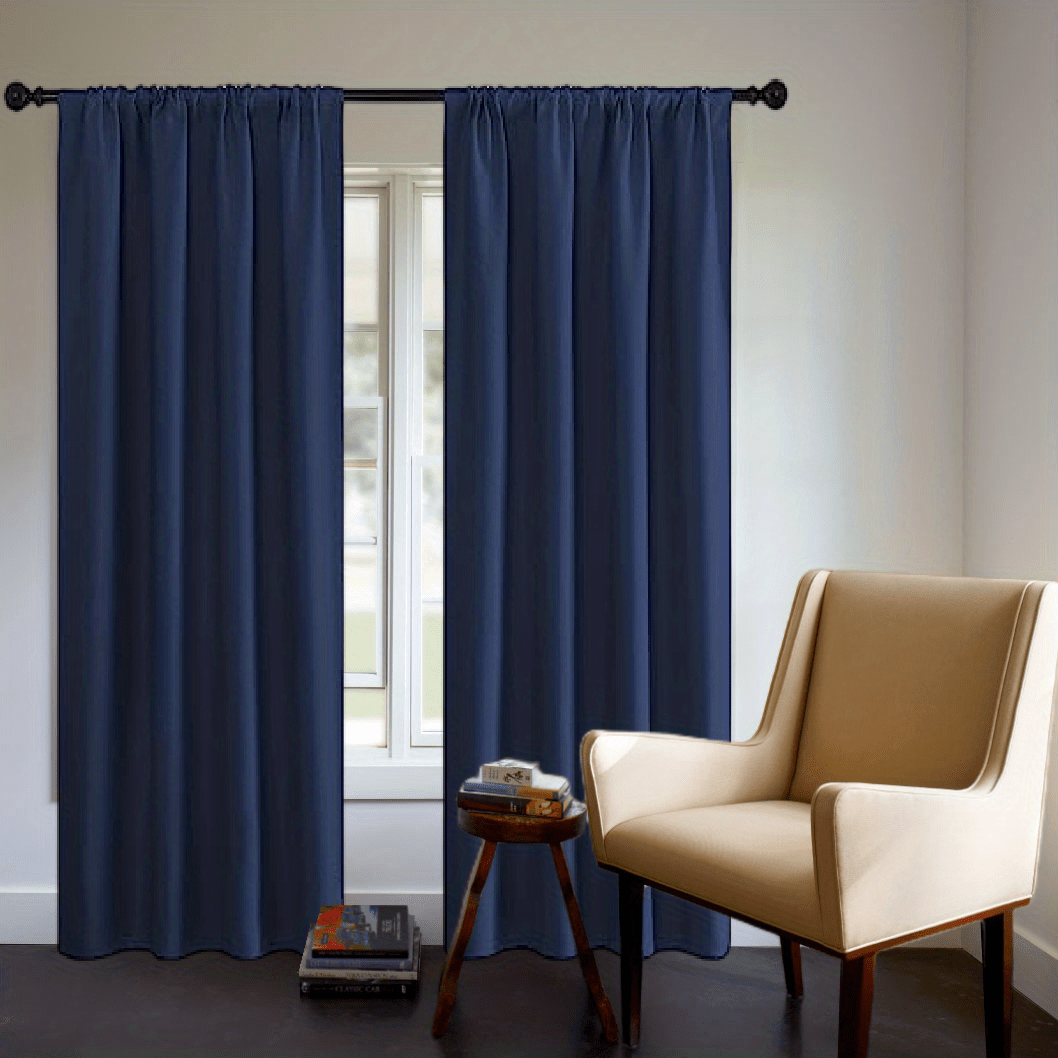 Blackout Curtain Panel Thick Rod Pocket Light Blocking Insulation Bedroom 200g