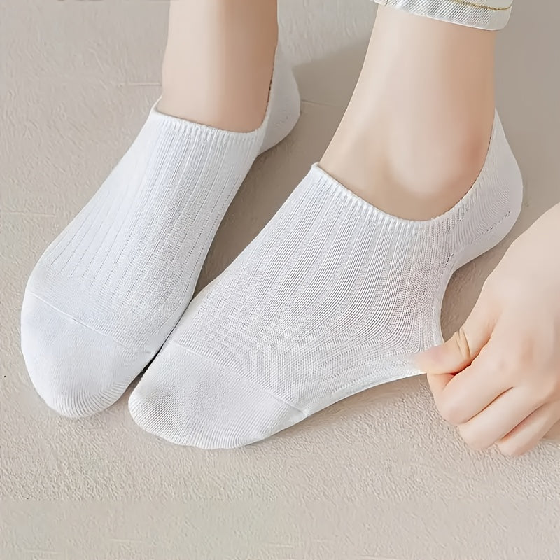 Women's Cotton Blend Invisible Boat Socks Set of 4 in Candy Colors