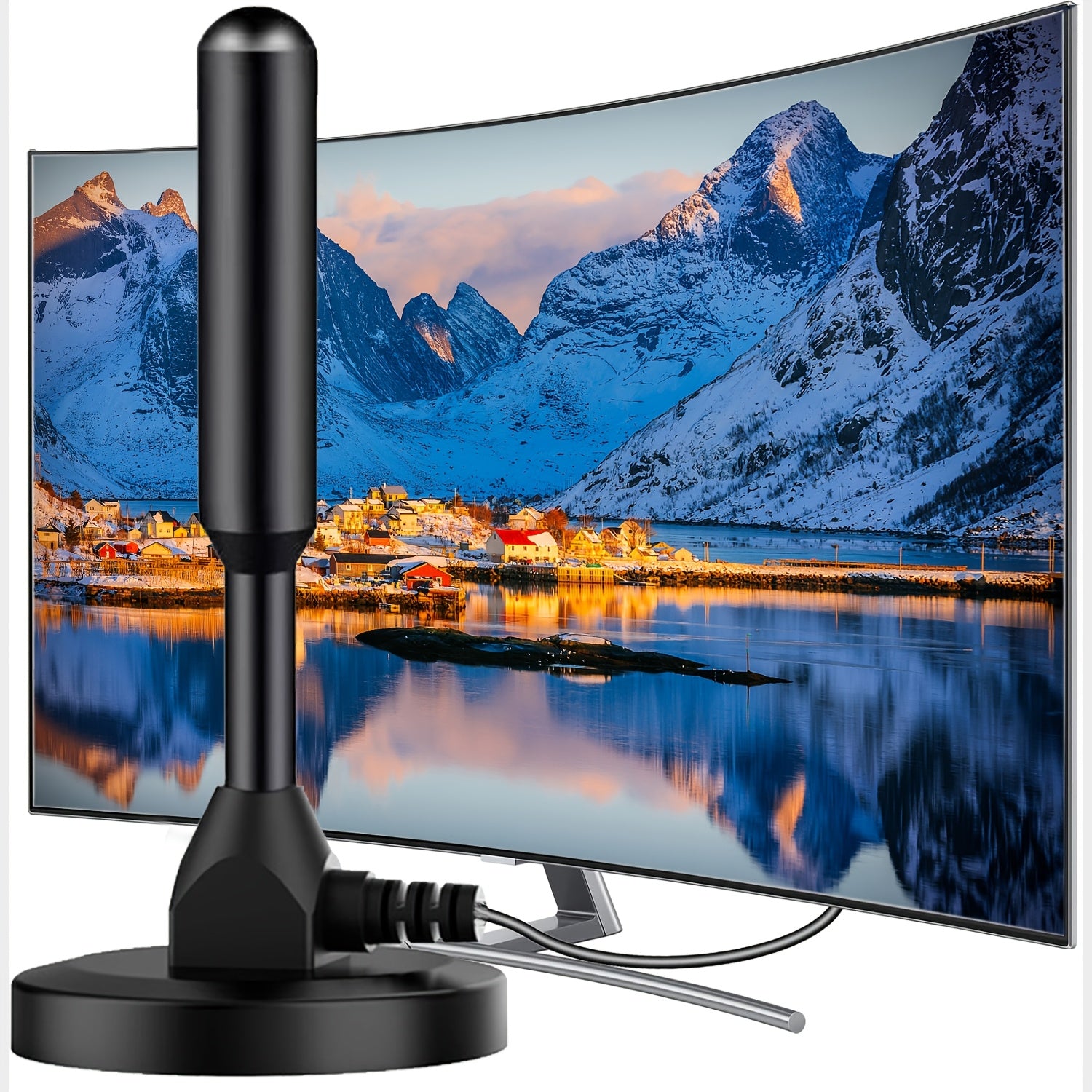 Indoor Digital TV Antenna 2025 Upgraded Magnetic Base 360° Long-Range Reception