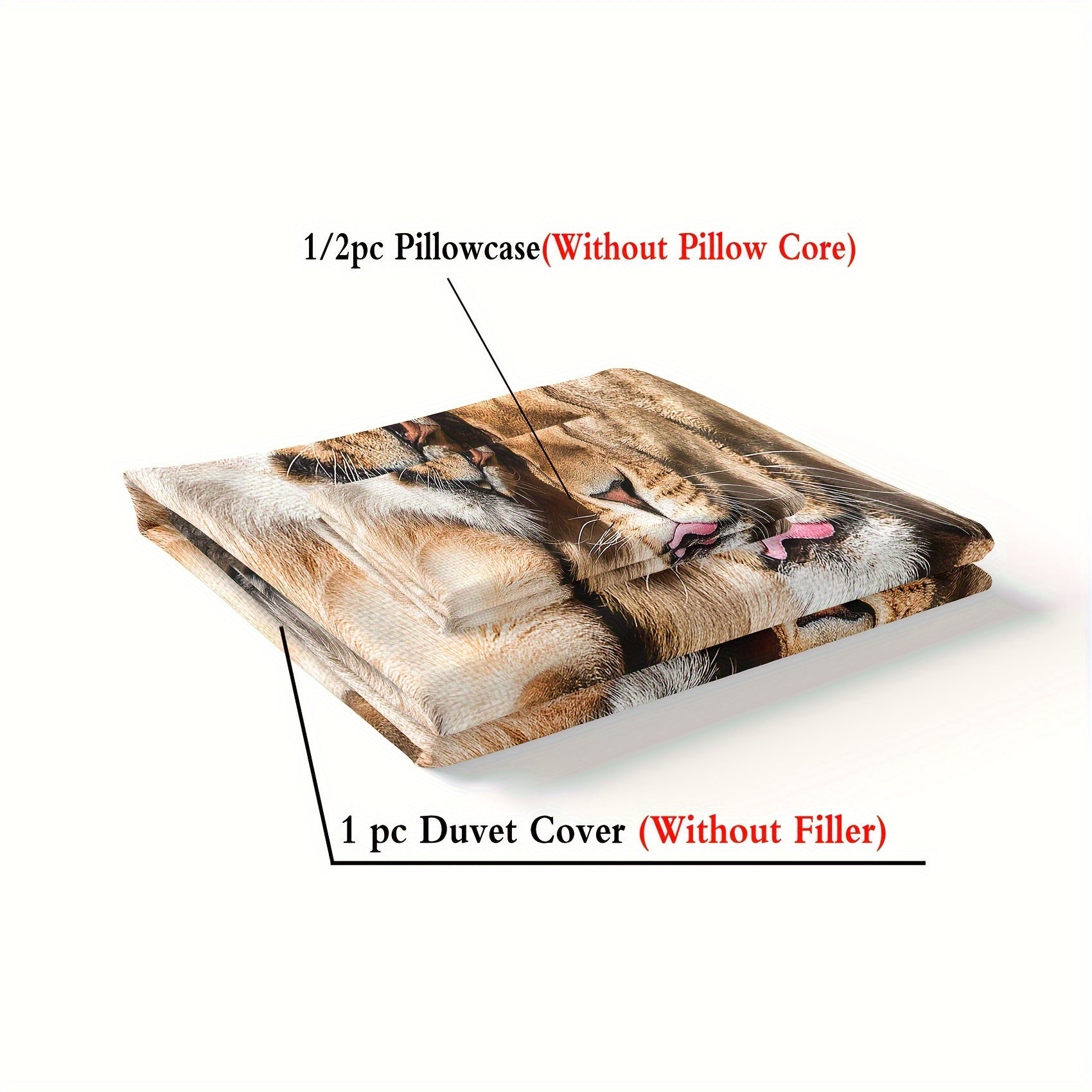 Microfiber Lion Animal Themed Bedding Quilt Cover Set in Multiple Pieces