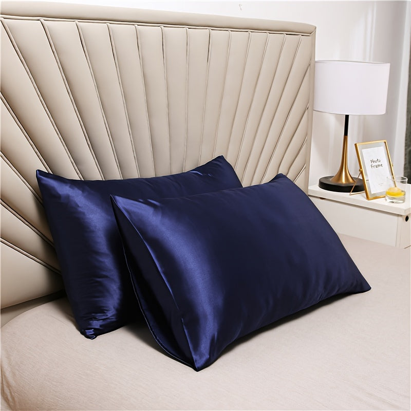 Two Pieces Satin Pillowcases Breathable Soft Envelope Design for Bedroom Sofa Home Decor
