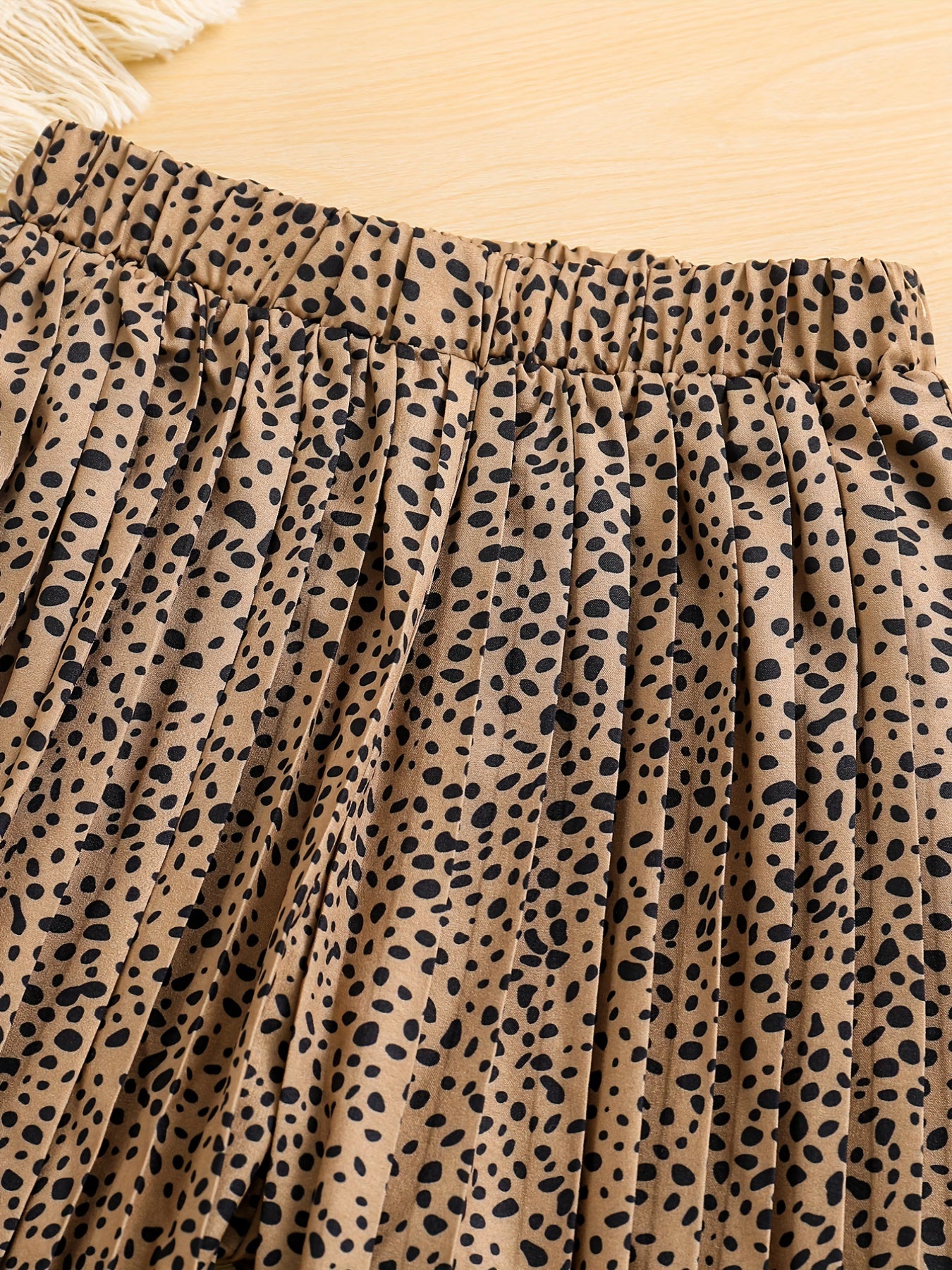 Conjunto de verano de 2 piezas para niñas, camiseta con estampado de dibujos animados y pantalones de lunares, conjunto casual