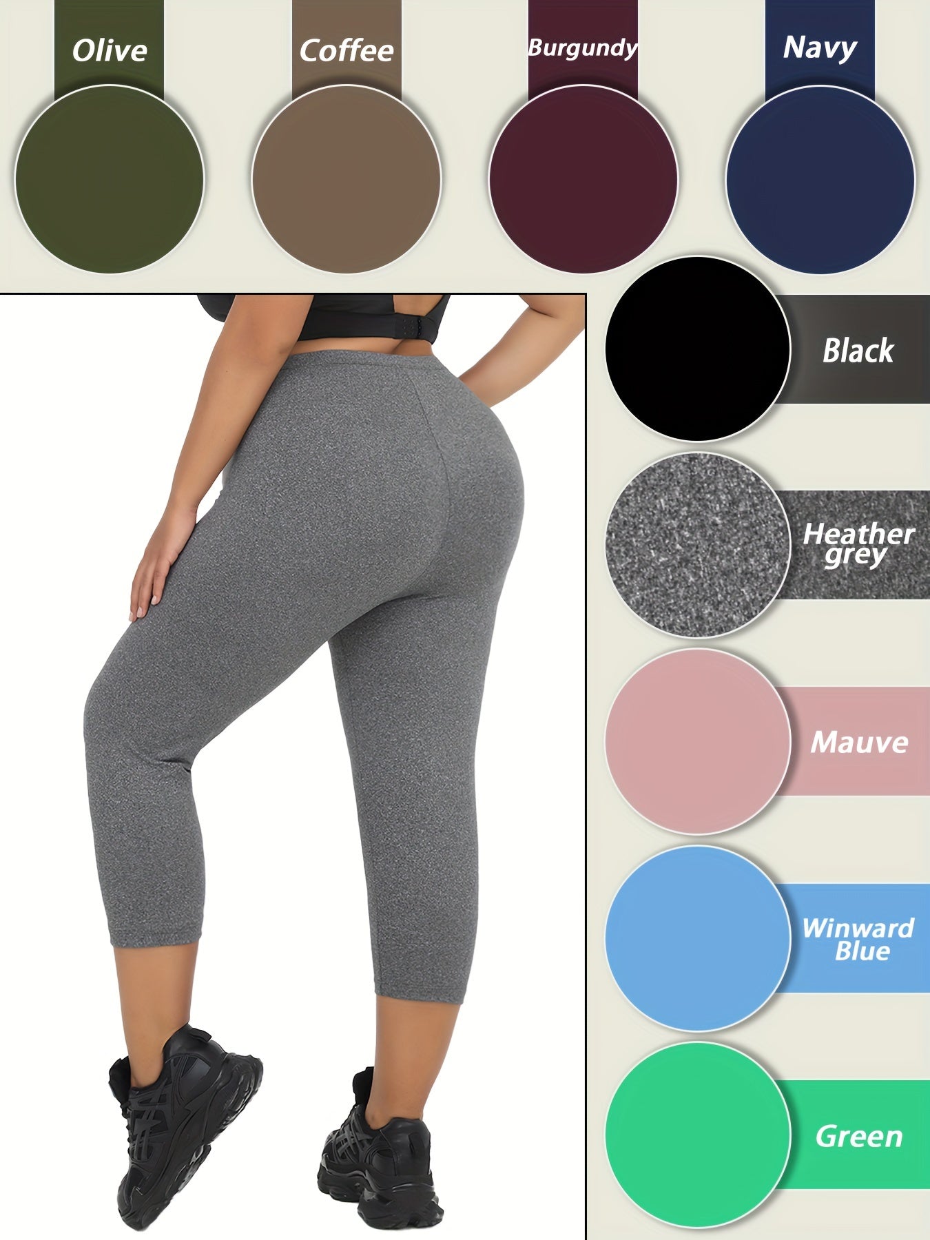 Plus Size Women's Soft Capri Pants Yoga Workout Athletic Leggings