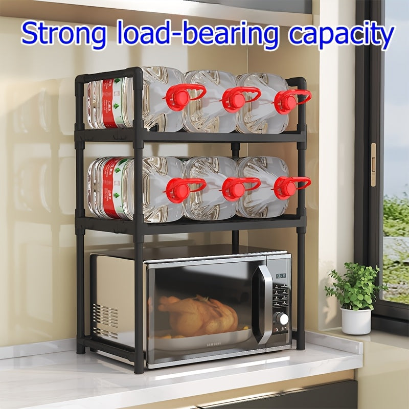 Estante organizador de cocina ajustable de 3 niveles, plástico y metal, para almacenamiento en encimera de horno microondas