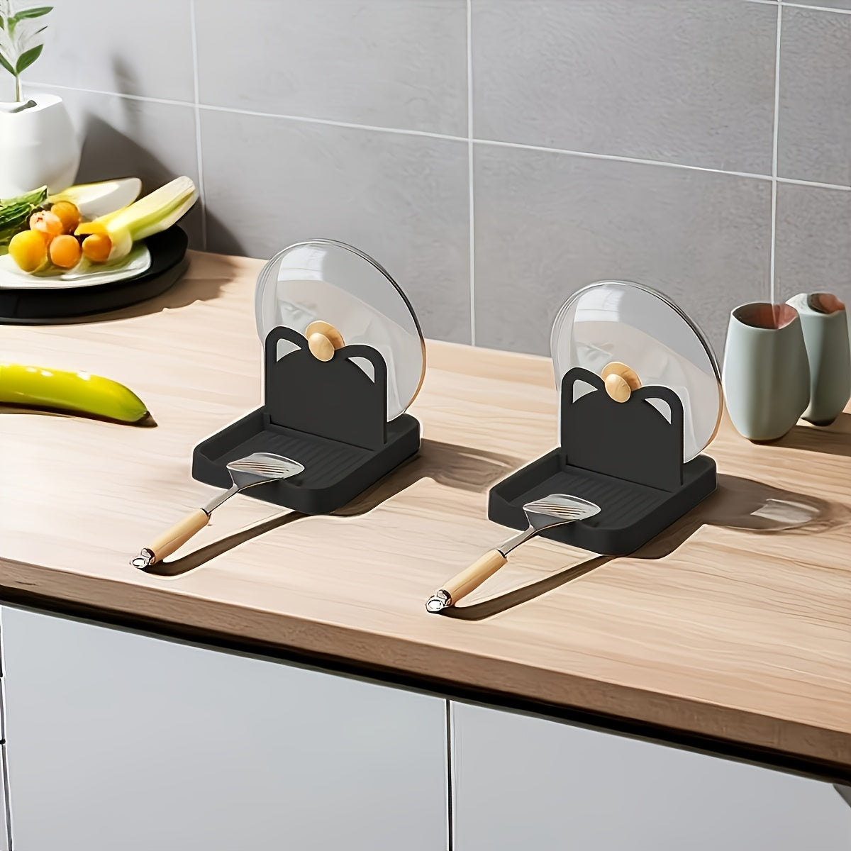 Estante de almacenamiento de plástico para cocina, de uso múltiple, para montar en la pared o en la encimera, soporte para cucharas y cucharones