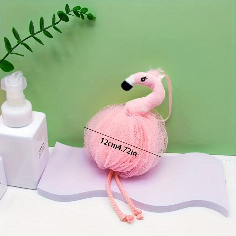 Exfoliante corporal de esponja de luffa Pink Flamingo con diseño de dibujos animados para baño y exfoliación