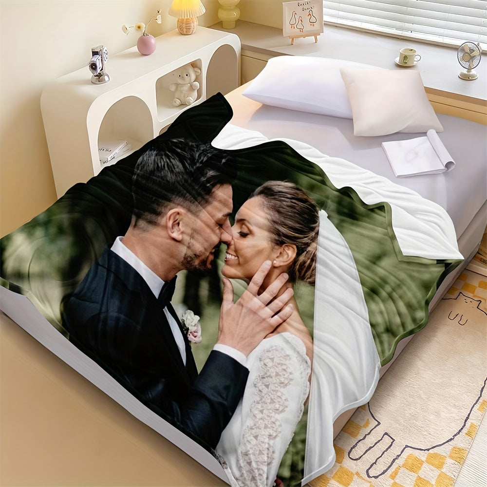 Personalized Photo Flannel Bed Blanket for Home Wedding Birthday Christmas Valentine