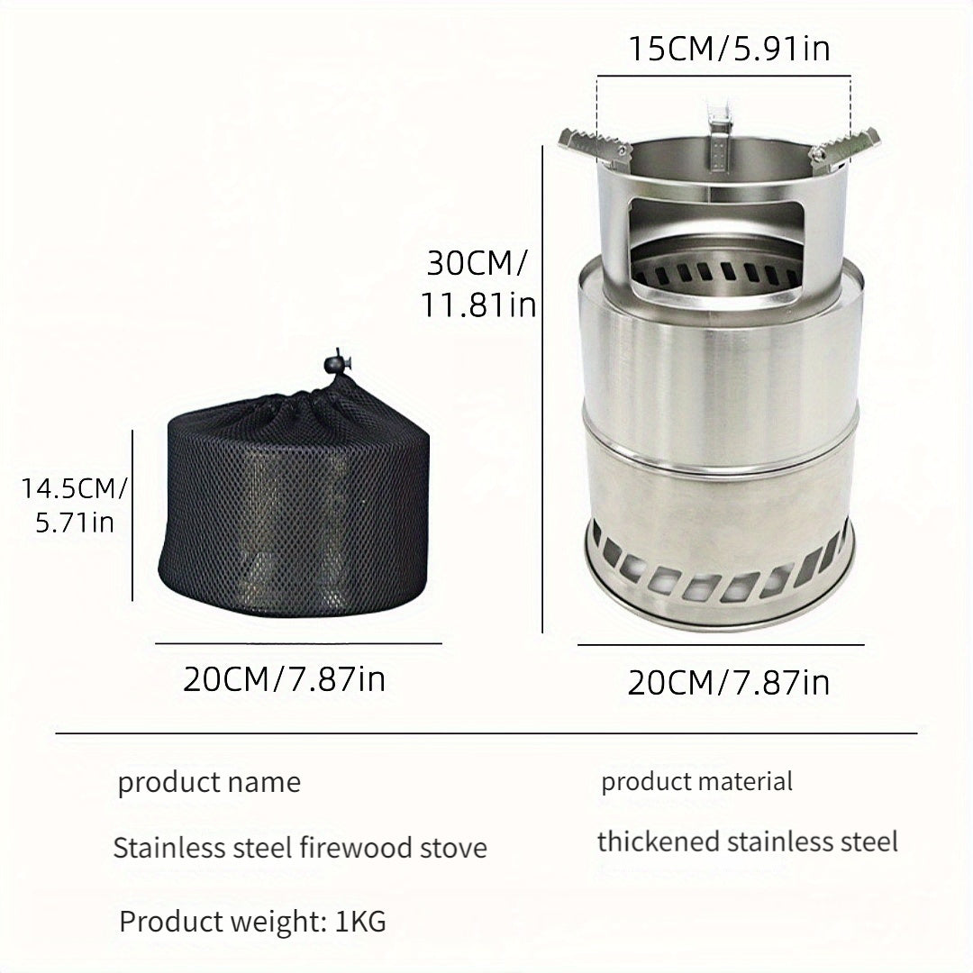 Outdoor Foldable Stove 20cm Diameter Stainless Steel Portable Heating Solution