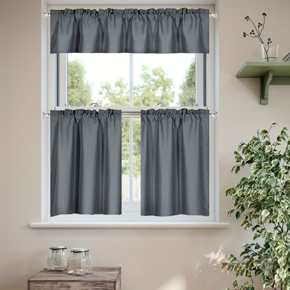 Solid Color Blackout Curtain with Rod Pocket for Privacy and Modern Style