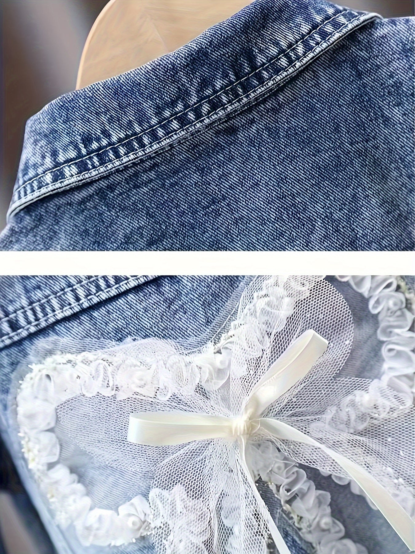 Children's Denim Jacket for Girls Long Sleeve Casual Woven Cotton Polyester