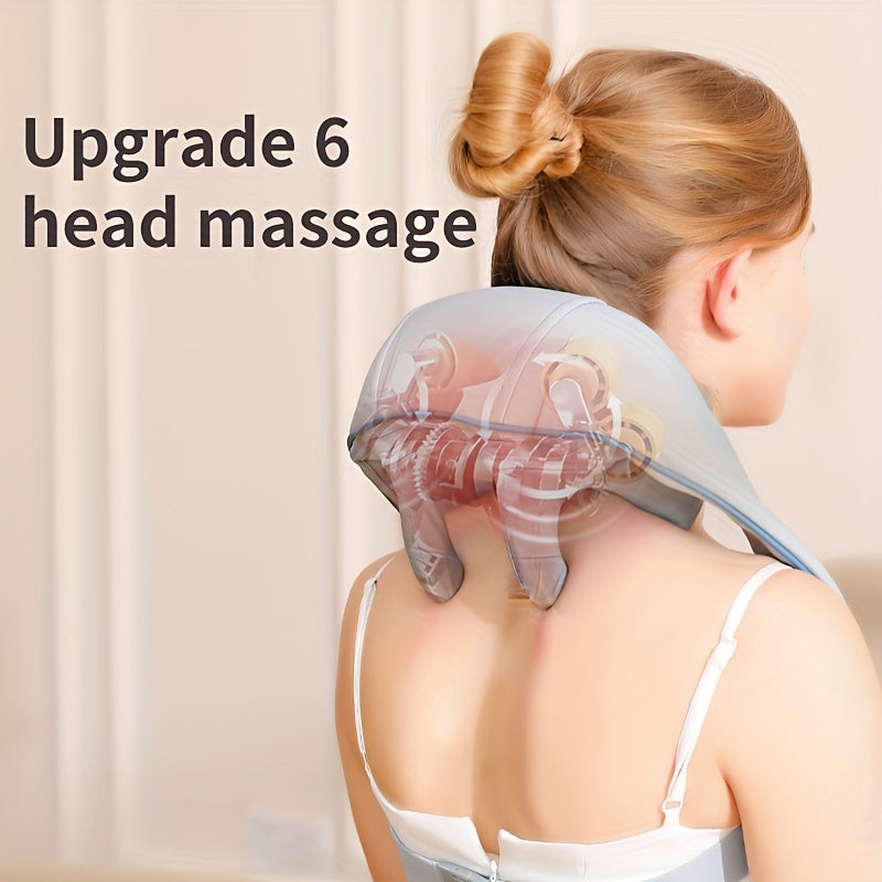 USB Rechargeable Massager Shawl for Trapezius Muscles with Ergonomic Design and Adjustable Strap