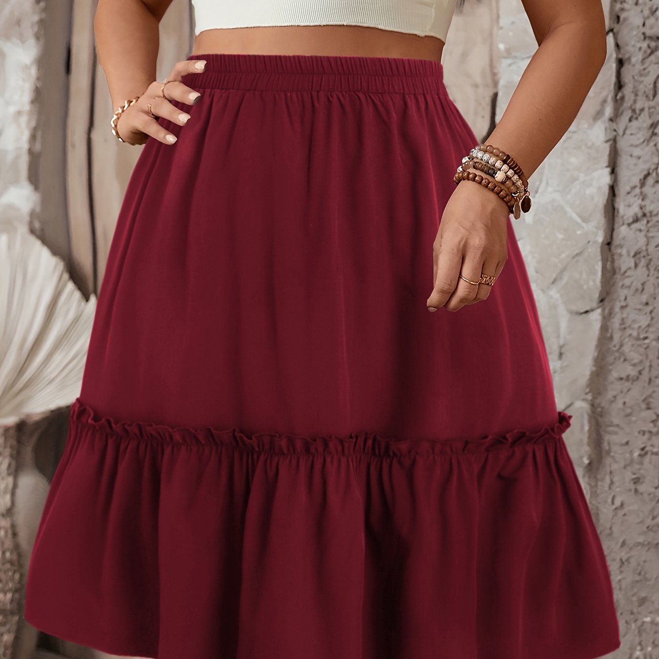 Plus-Size Women's A-Line Skirt Fitted Waist Elegant Design