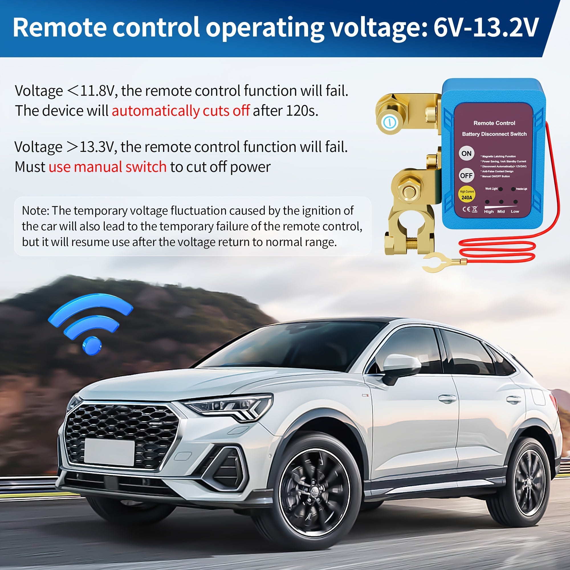 12V Remote Battery Disconnect Switch Car Truck Boat With Keys