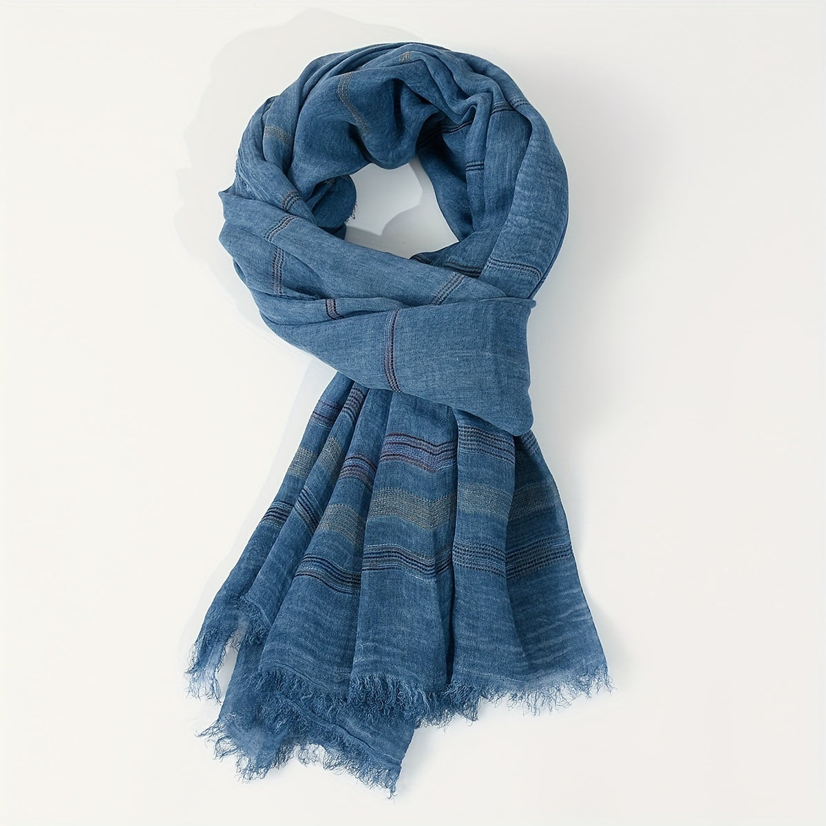 Men's Stylish Striped Scarf Made with 100% Rayon for All Seasons European Design
