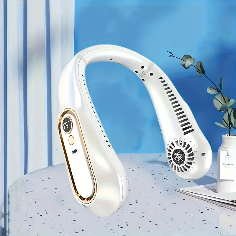 Portable USB Neck Fan with Adjustable Cooling, Quiet Operation, and Powerful Airflow