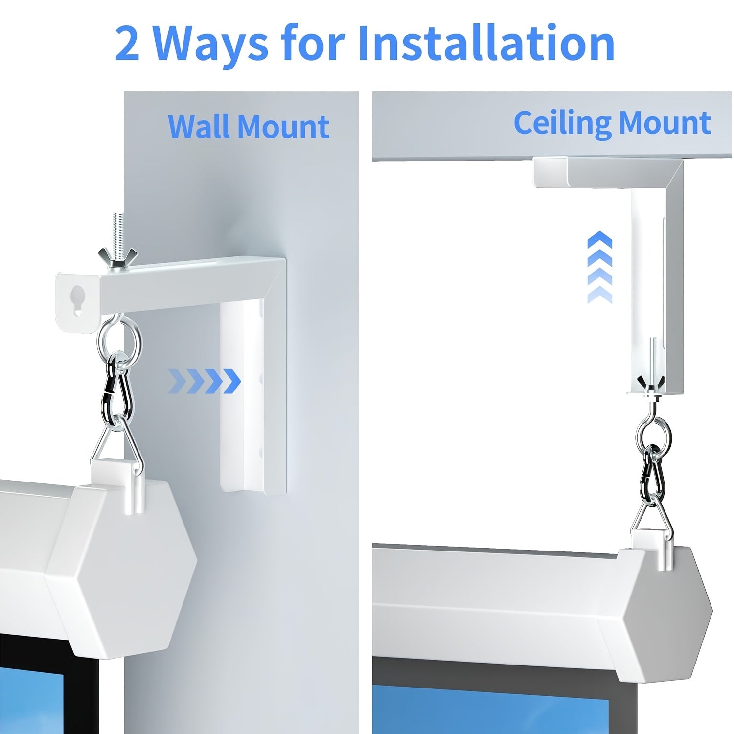 2pcs Heavy-Duty Steel Projector Screen Wall Mount L-Brackets with 15.24cm Adjustable Extension