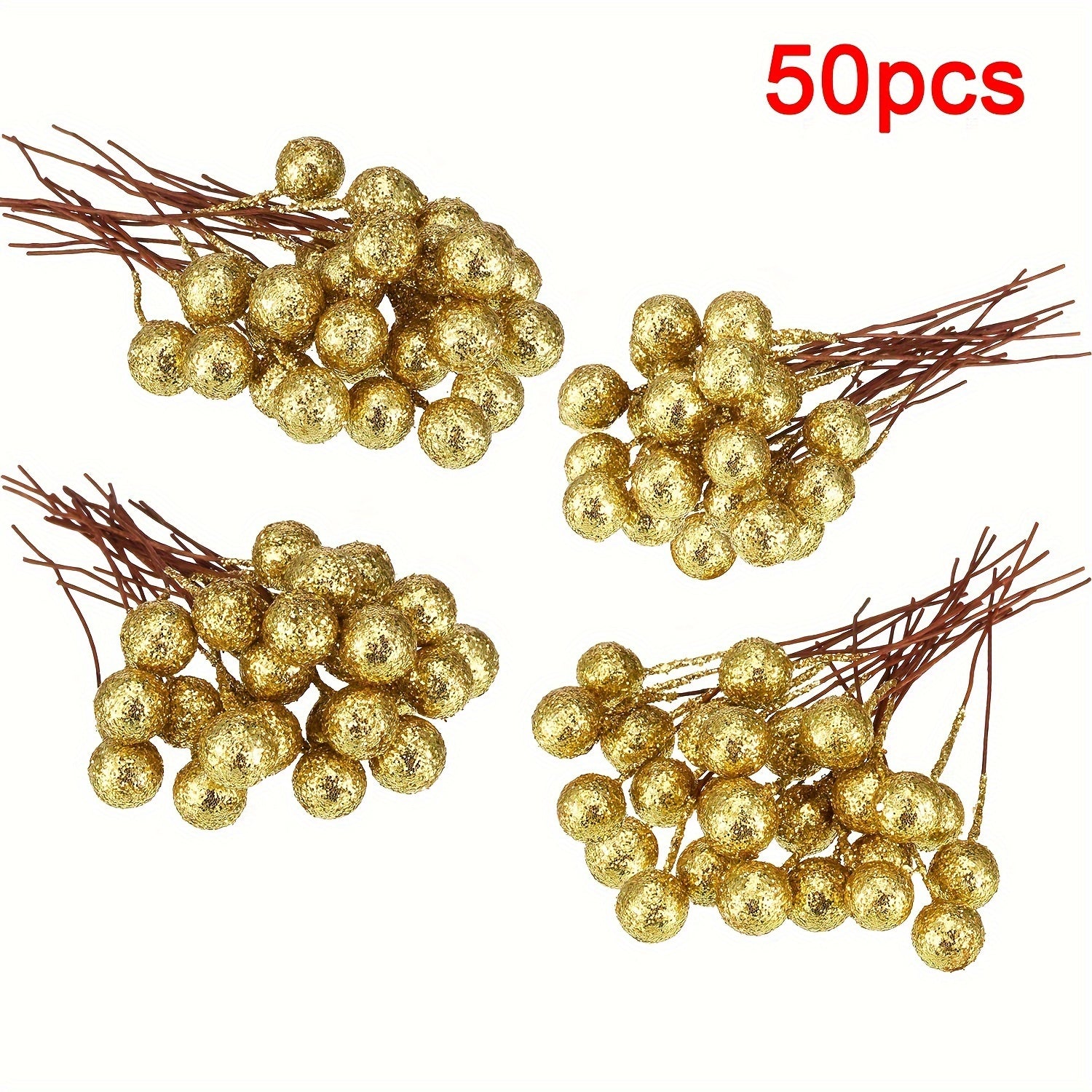 Artificial Holly Berries on Wire for Christmas Decorations 50 Pack