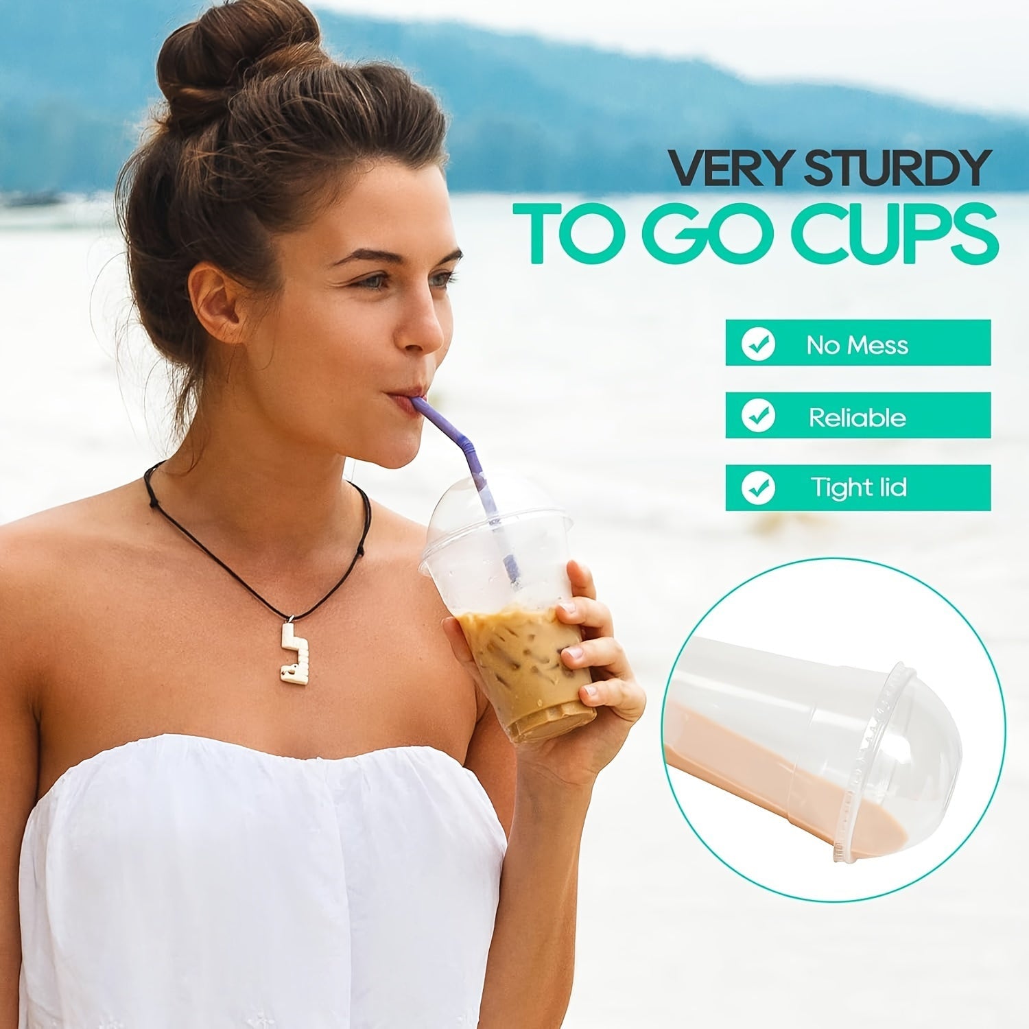 Set of 30 Leak-Proof 10oz Disposable Cups with Dome Lids for Smoothies Milkshakes Boba Tea