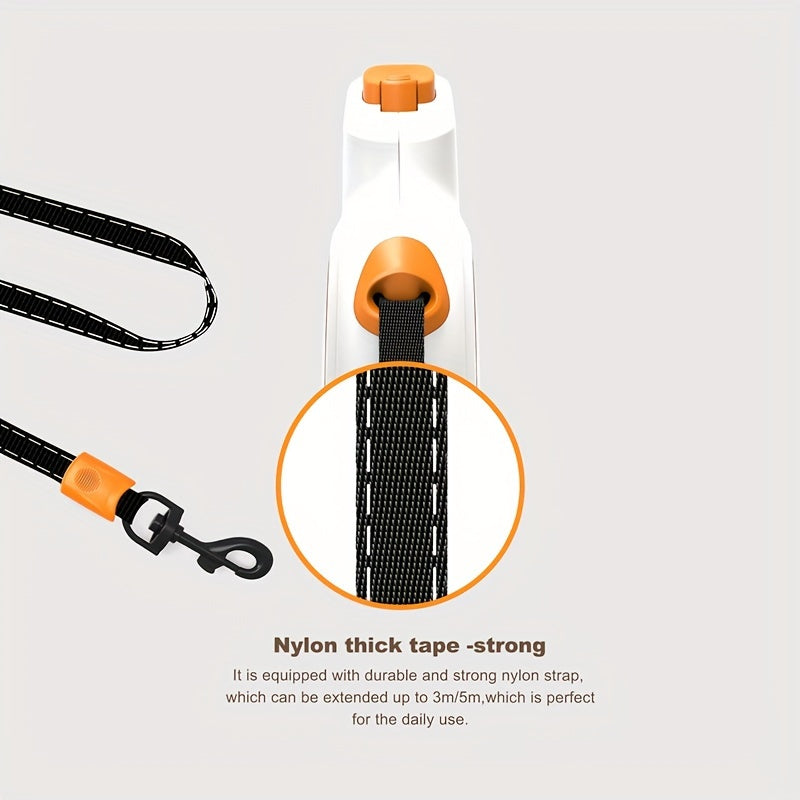 KEYPAI Og'ir yuk ko'taruvchi qaytariladigan it bog'ichi (16ft) o'rtacha va katta itlar uchun 49.9KG gacha. Tez qulflash tormoz tizimi, 360° o'ralmas, sirpanmas tutqich, geometrik shakldagi mustahkam ABS material.