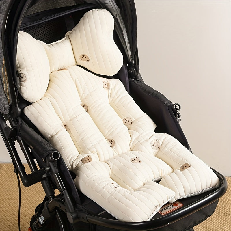 Baby Stroller Seat Pad Cotton Cushion for Autumn Winter Breathable Embroidered Hand Wash