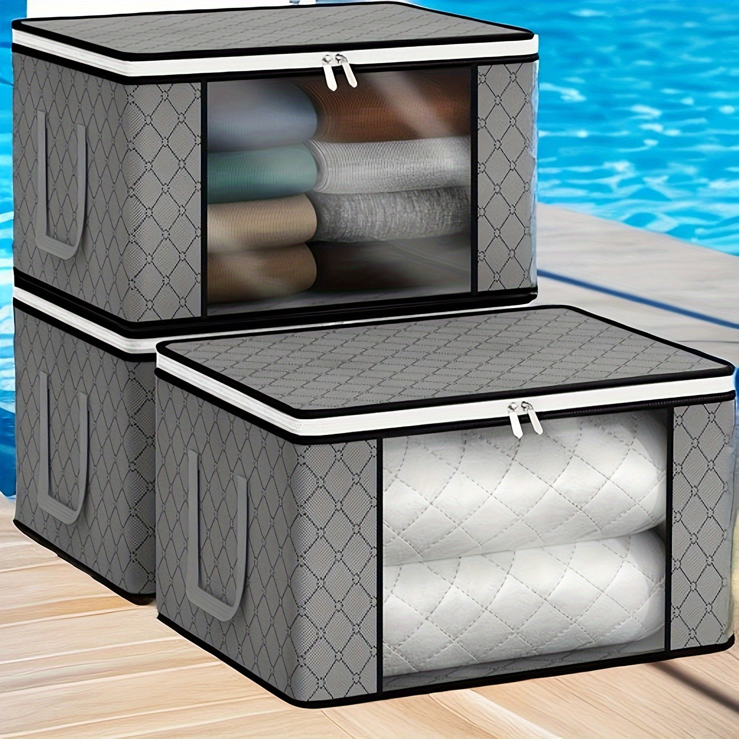 Large Collapsible Fabric Storage Boxes for Organizing Spaces 3/6 Set