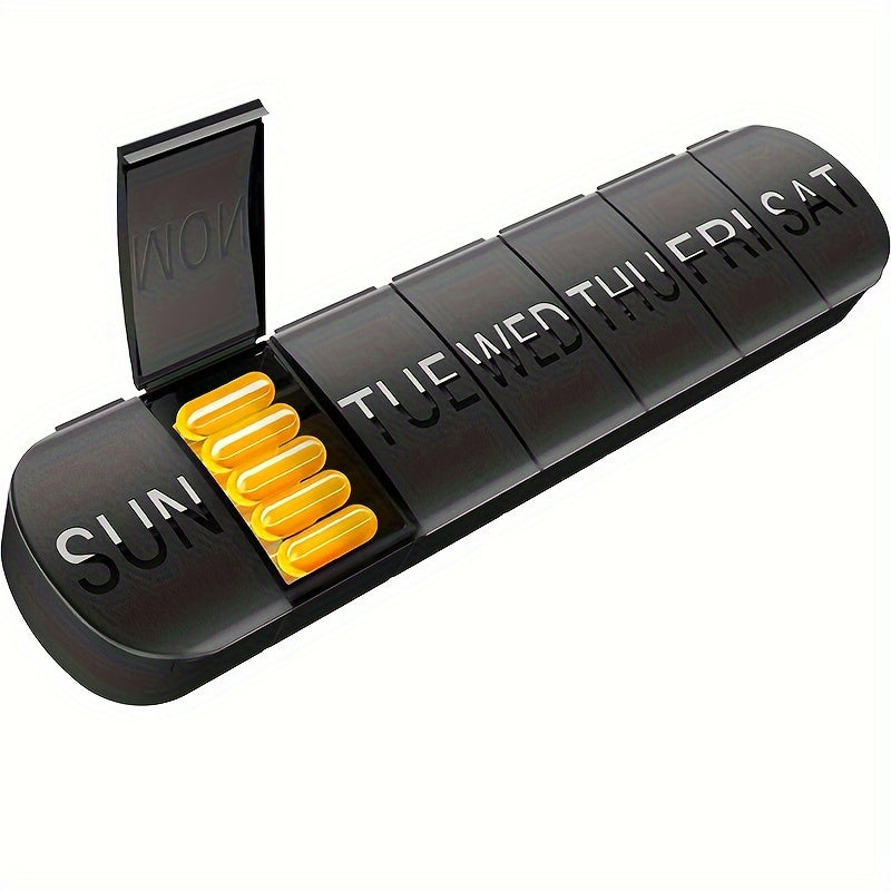 Portable Weekly Pill Organizer 7 Compartments Vitamin Fish Oil Storage