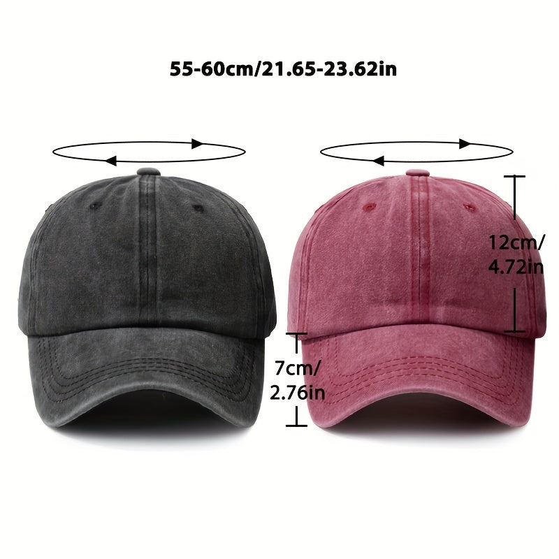 Unisex Vintage Washed Cotton Baseball Cap Adjustable Sun Protection for Men Women