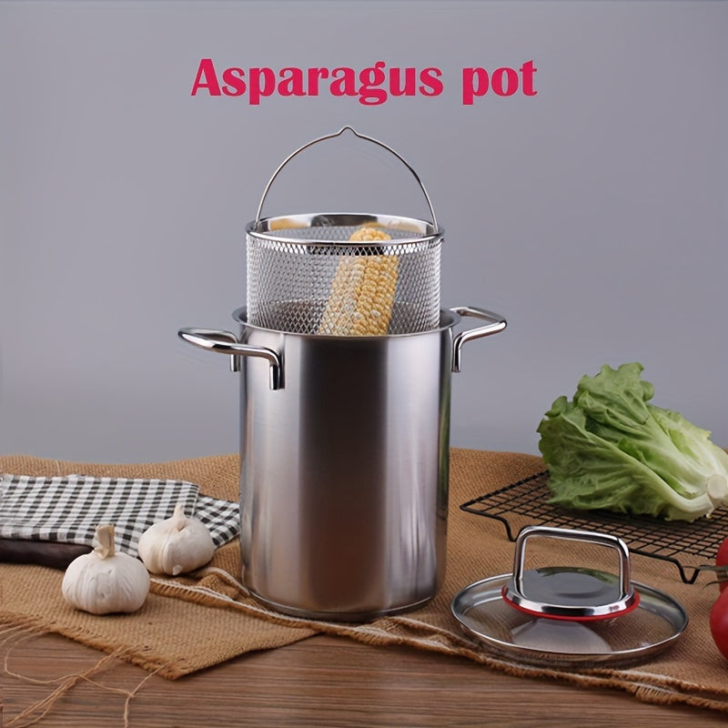 Stainless Steel Cookware Set with Soup, Fryer, Stew Pots and Basket for Home and Restaurant