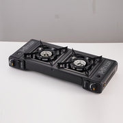 1 dona portativ kamping dual-bosh gaz pechka, sozlanadigan yong'ich bilan, 4600W quvvat, uy oshxona BBQ tashqi piknik barbekyu uchun