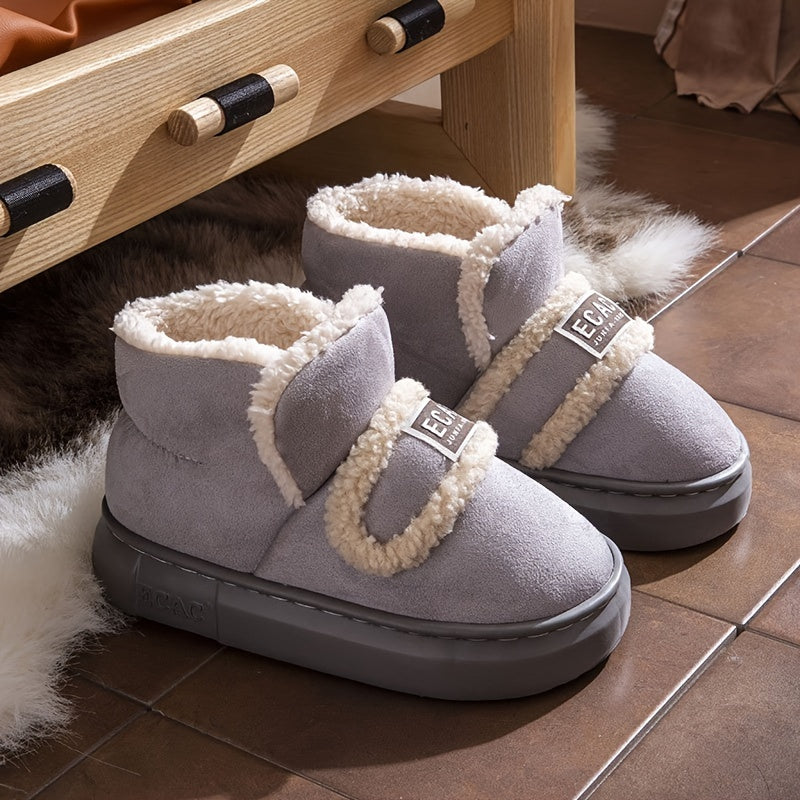 Women's Ankle Boots Minimalist High-Top Short Plush Lined Color Block