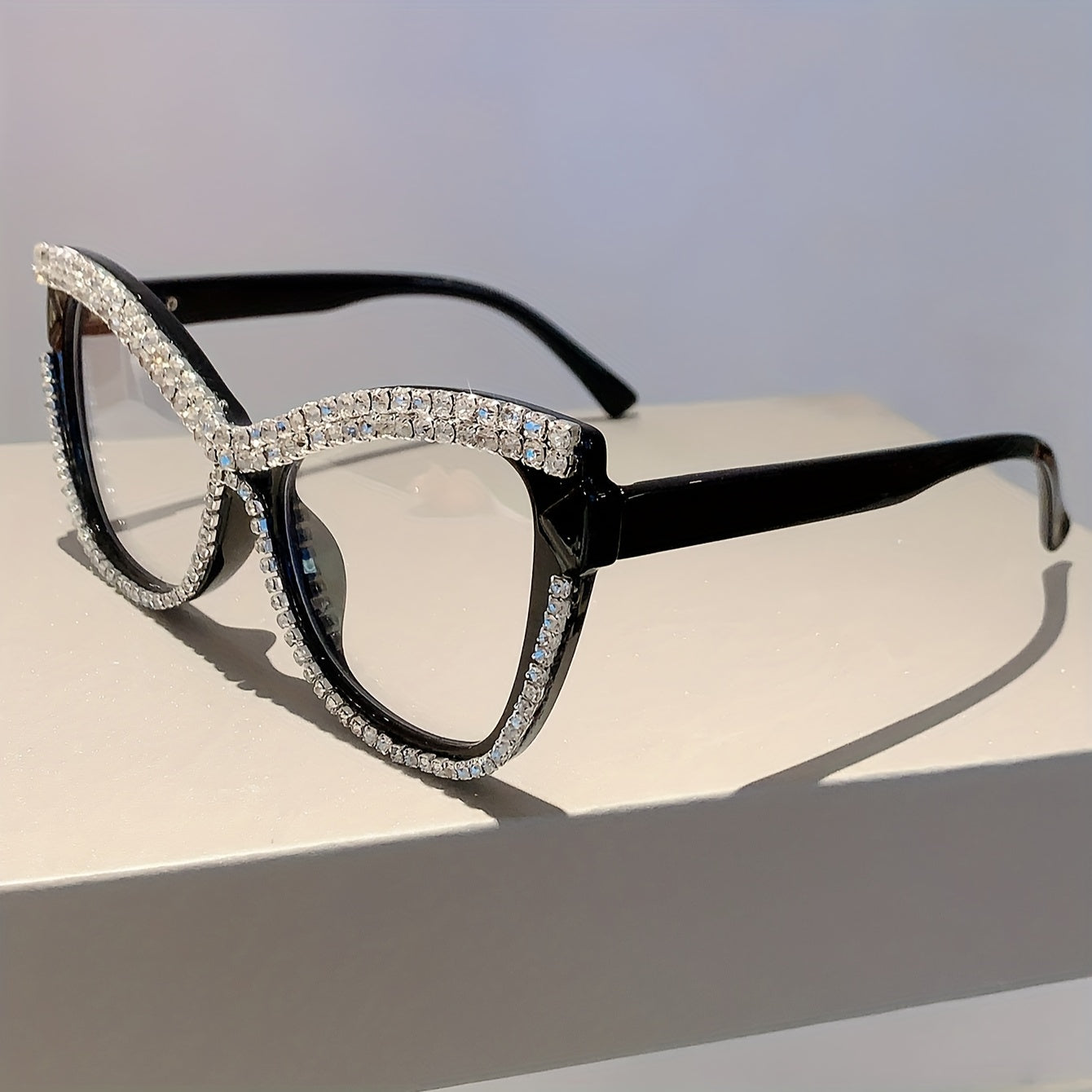 Clear Lens Glasses with Rhinestone Embellishments for Fashion and Parties