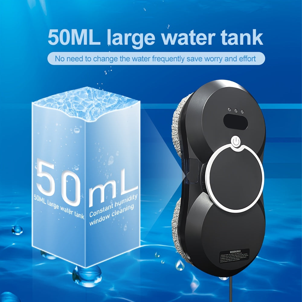 Electric Window Cleaning Robot with Remote Control Spray Machine Rechargeable Battery Silent Operation Black