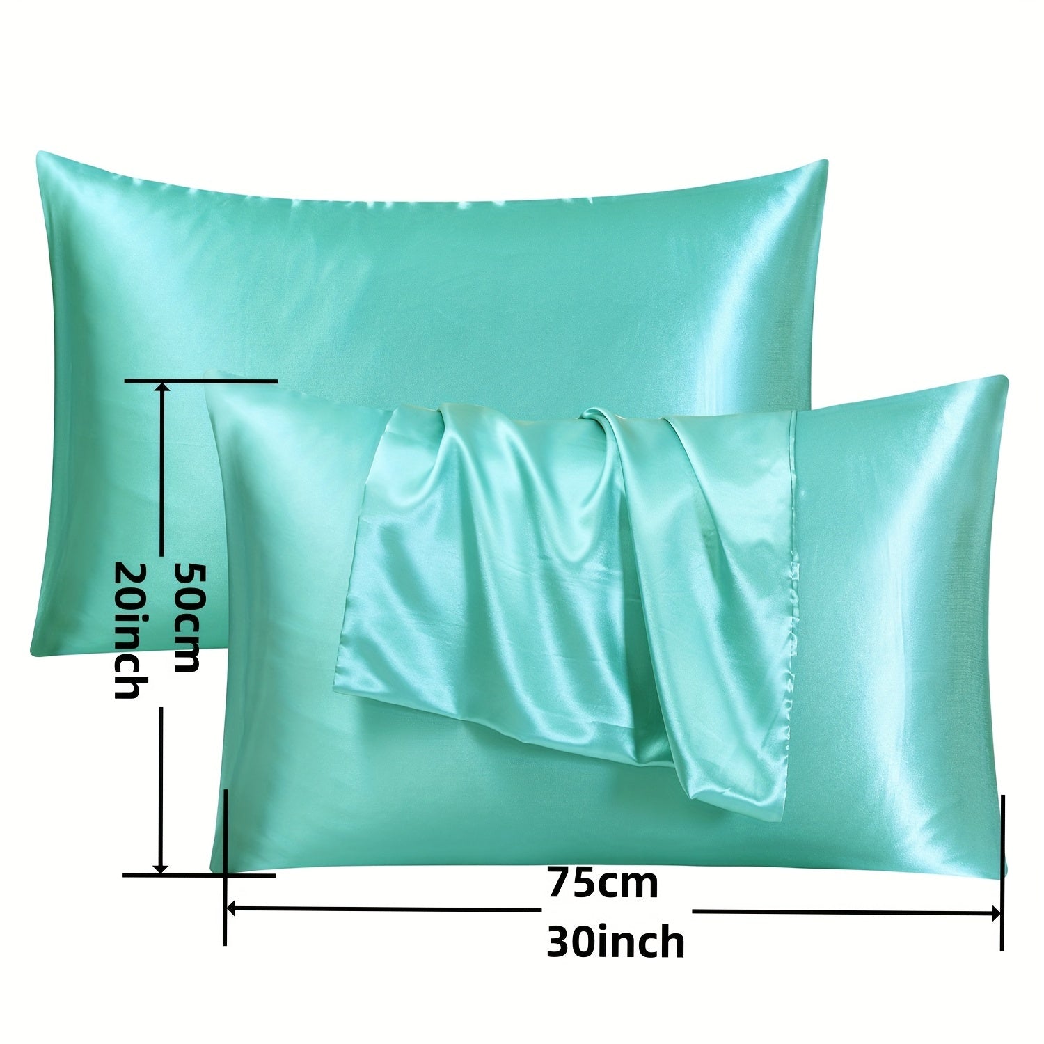 Set of 2 Soft Satin Pillowcases Hair Skin Friendly Envelope Closure