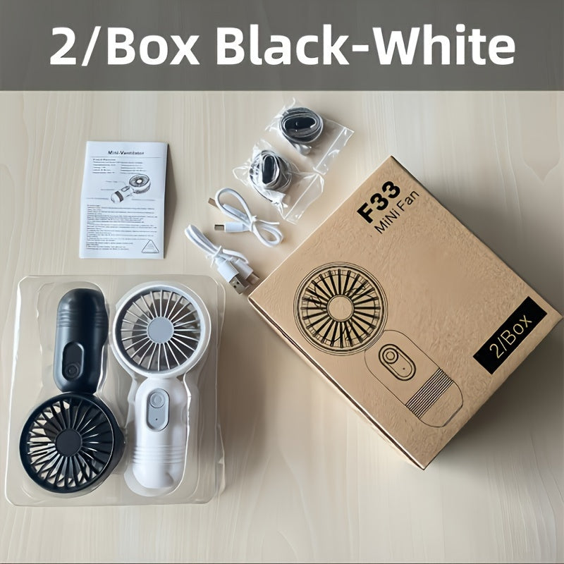 Mini Portable USB Rechargeable Handheld Fan with Lanyard and 3 Speeds