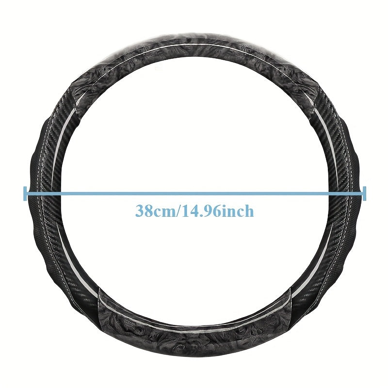 Universal Wooden and Faux Leather Steering Wheel Cover Non-Slip Breathable Durable