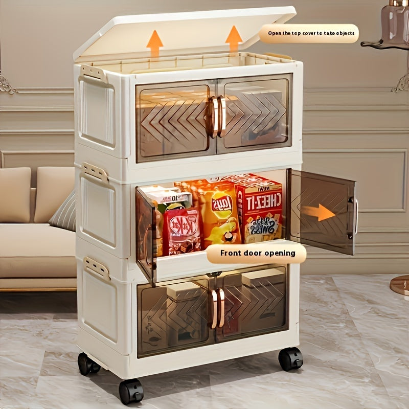 Organizador de armario de plástico rectangular con ruedas para almacenamiento en armario, grande y plegable