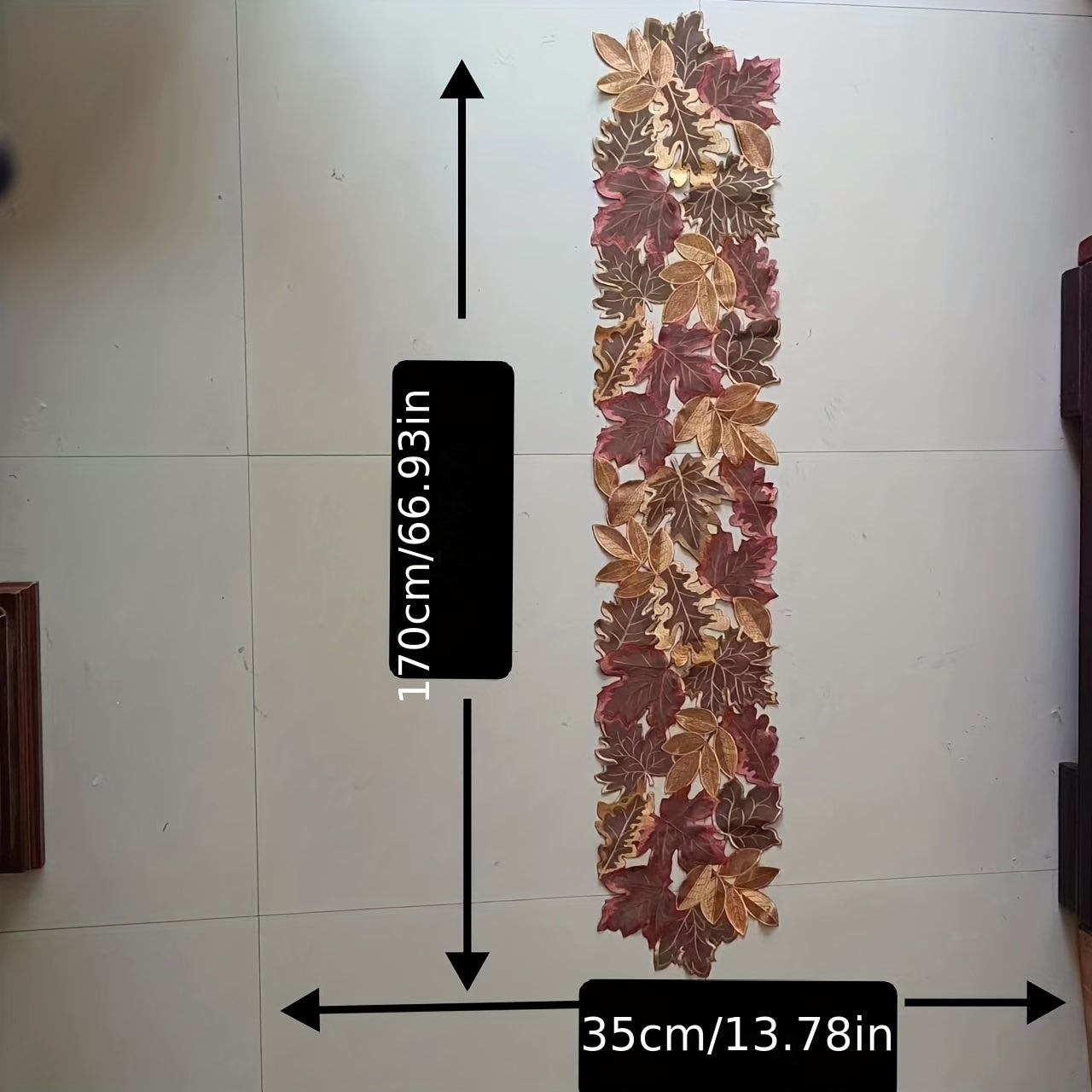 European Maple Leaf Embroidered Table Runner Fall Dust Cover Brown Shades Thanksgiving Home Decor