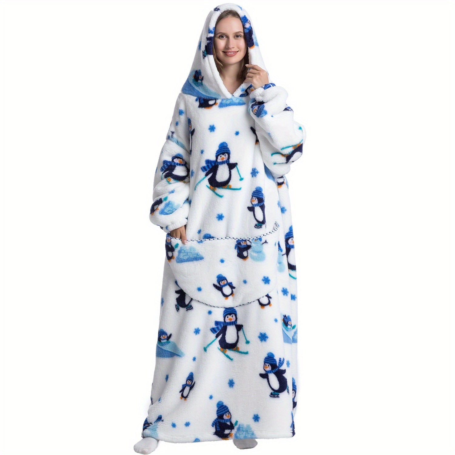 Oversized Hoodie Blanket for Women and Men Warm Fluffy Hooded Sweatshirt